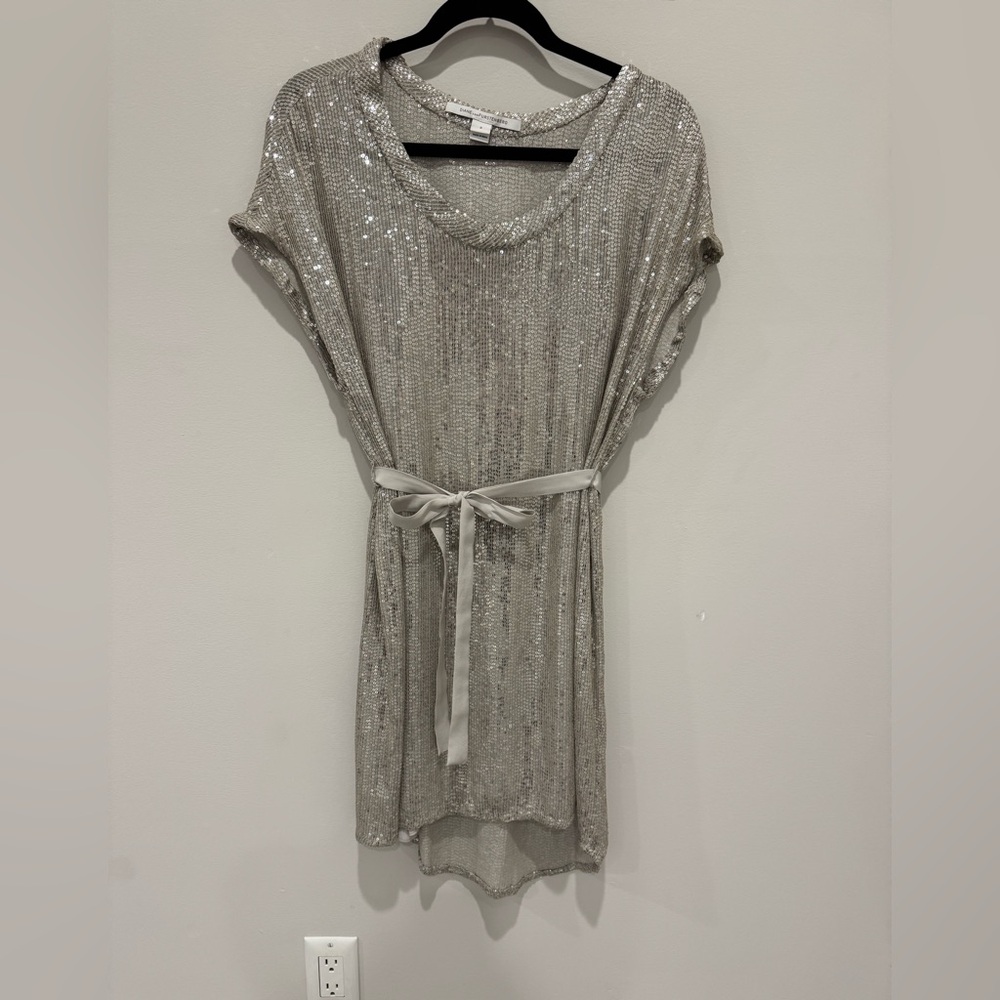 Diane Von Furstenberg Glittering Silver Mini Dress